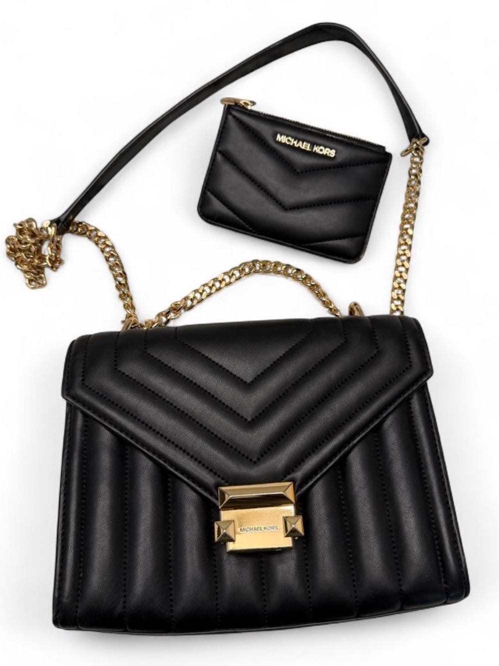Michael Kors Whitney Black Quilted Shoulder Bag + Wallet
